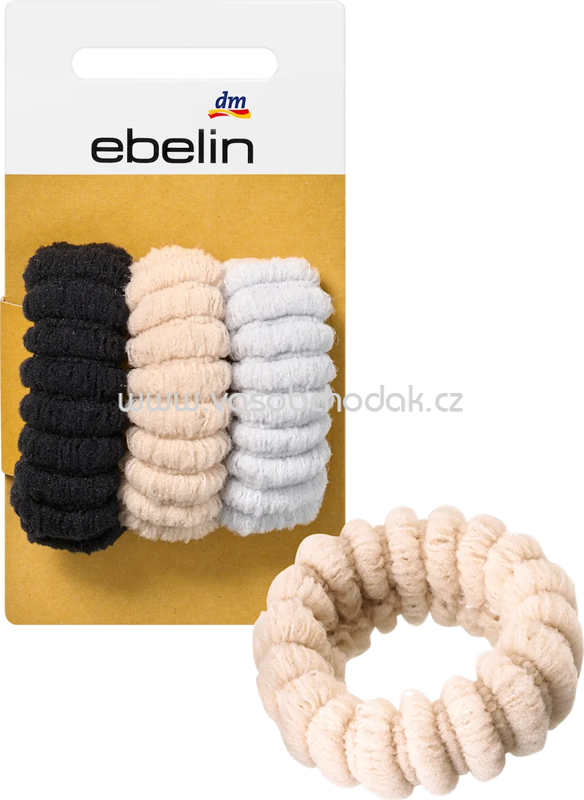 ebelin Haargummis gerippt schwarz, beige & grau, 3 St ebelin Haargummis gerippt schwarz, beige & grau, 3 St