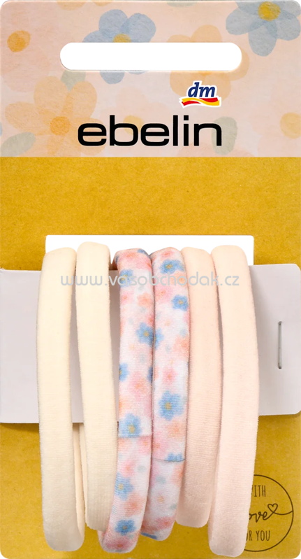 ebelin Haargummis mit Blumen-Motiv, mehrfarbig, 6 St ebelin Haargummis mit Blumen-Motiv, mehrfarbig, 6 St