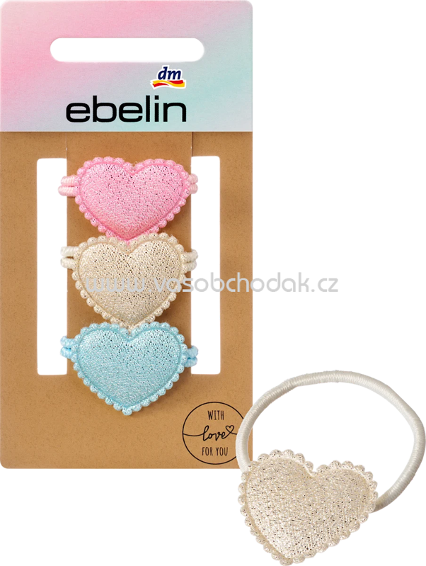 ebelin Haargummis mit Herzen, 3 St ebelin Haargummis mit Herzen, 3 St