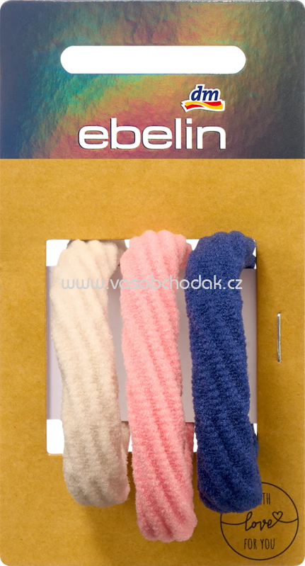 ebelin Haargummis strukturiert, beige/apricot/blau, 3 St ebelin Haargummis strukturiert, beige/apricot/blau, 3 St