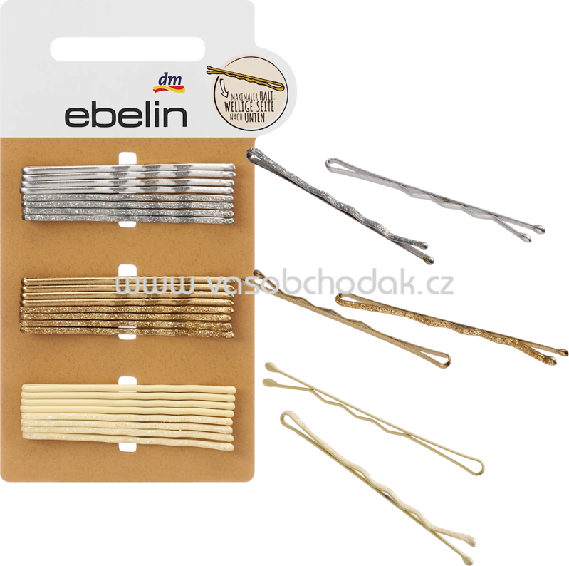 ebelin Haarschieber lang mit Glitzer Silber-, Roségold- & Goldoptik, 24 St ebelin Haarschieber lang mit Glitzer Silber-, Roségold- & Goldoptik, 24 St
