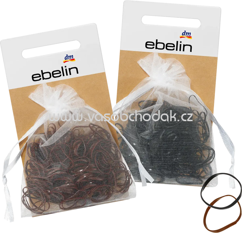 ebelin Mini-Haargummis in Organza-Säckchen schwarz / braun, 250 St ebelin Mini-Haargummis in Organza-Säckchen schwarz / braun, 250 St