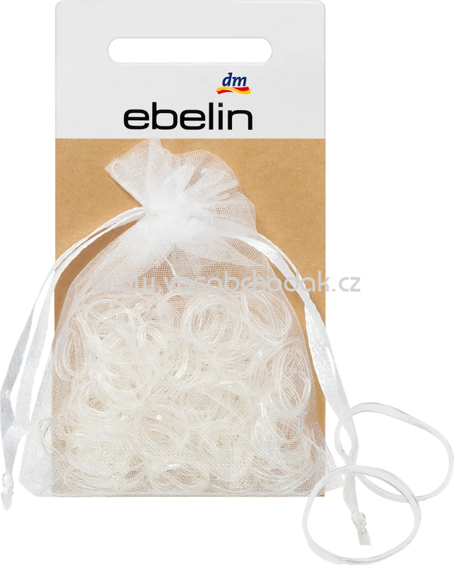 ebelin Mini-Haargummis in Organza-Säckchen transparent, 250 St
