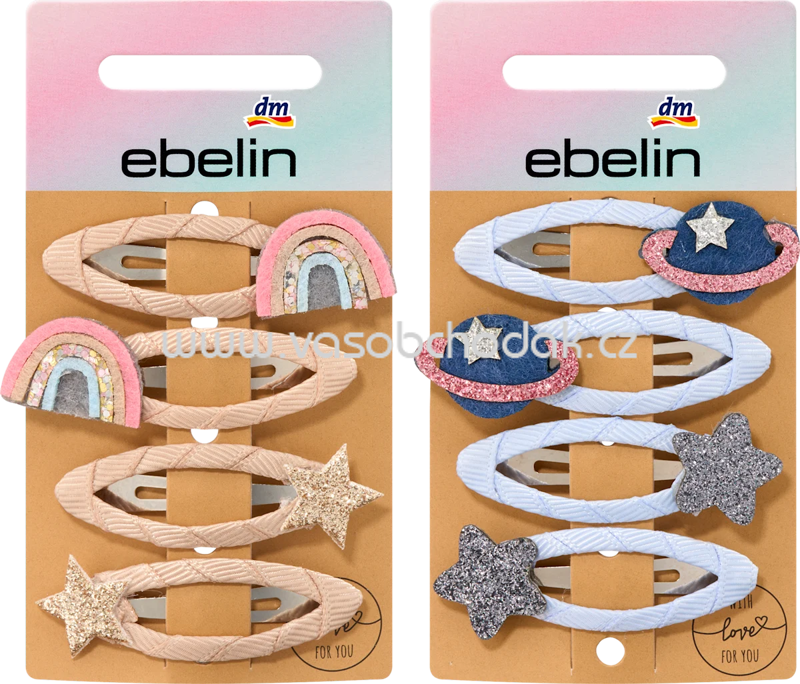 ebelin Haarclips Regenbogen/Weltraum, 4 St ebelin Haarclips Regenbogen/Weltraum, 4 St