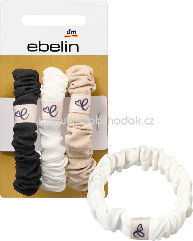 ebelin Haargummis gerafft creme, rosé, schwarz, 3 St ebelin Haargummis gerafft creme, rosé, schwarz, 3 St