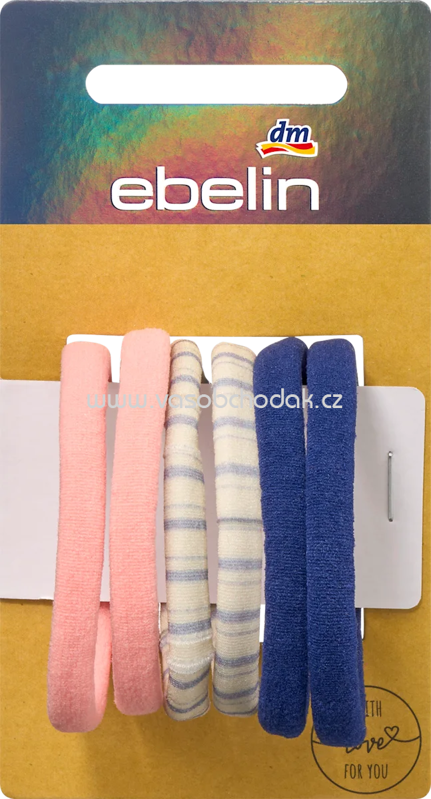 ebelin Haargummis recycelt, blau/gestreift/apricot, 6 St ebelin Haargummis recycelt, blau/gestreift/apricot, 6 St