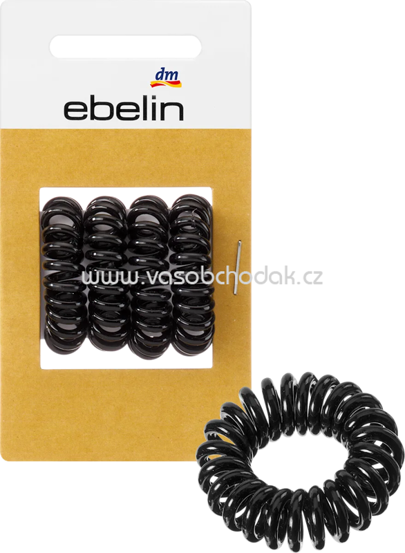 ebelin Haargummis Spirale klein schwarz, 4 St