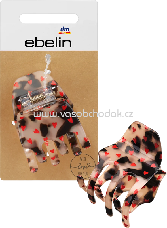 ebelin Haarklammer mit Herzchenprint, 1 St ebelin Haarklammer mit Herzchenprint, 1 St