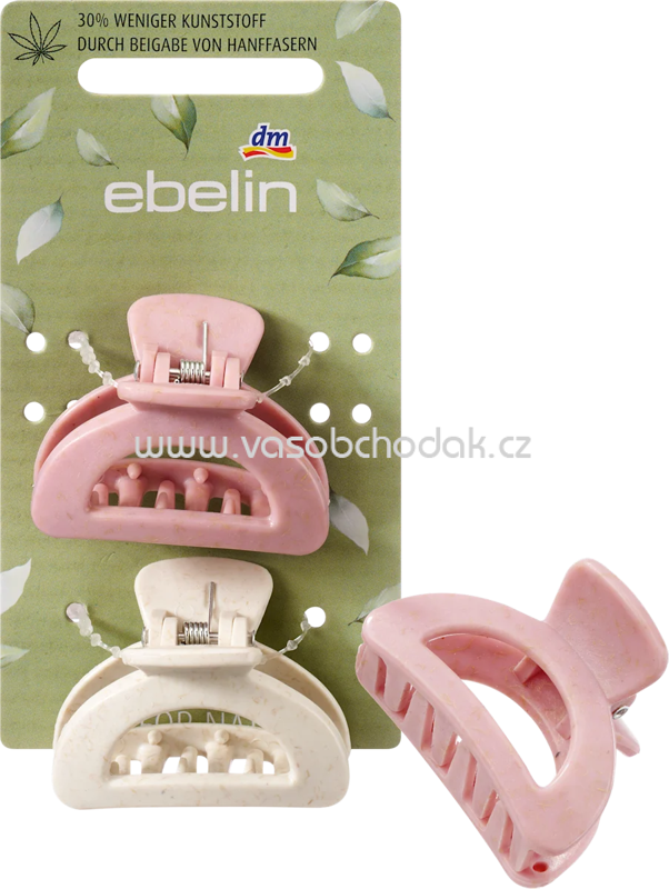 ebelin Haarklammern aus Hanf rosa, creme, 2 St ebelin Haarklammern aus Hanf rosa, creme, 2 St