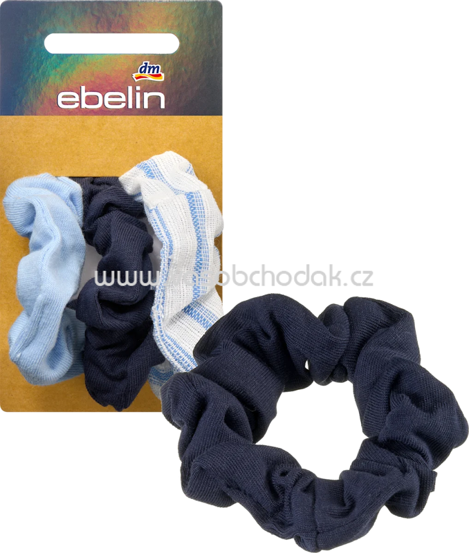 ebelin Scrunchies recycelt, blau/gestreift/beige, 3 St ebelin Scrunchies recycelt, blau/gestreift/beige, 3 St