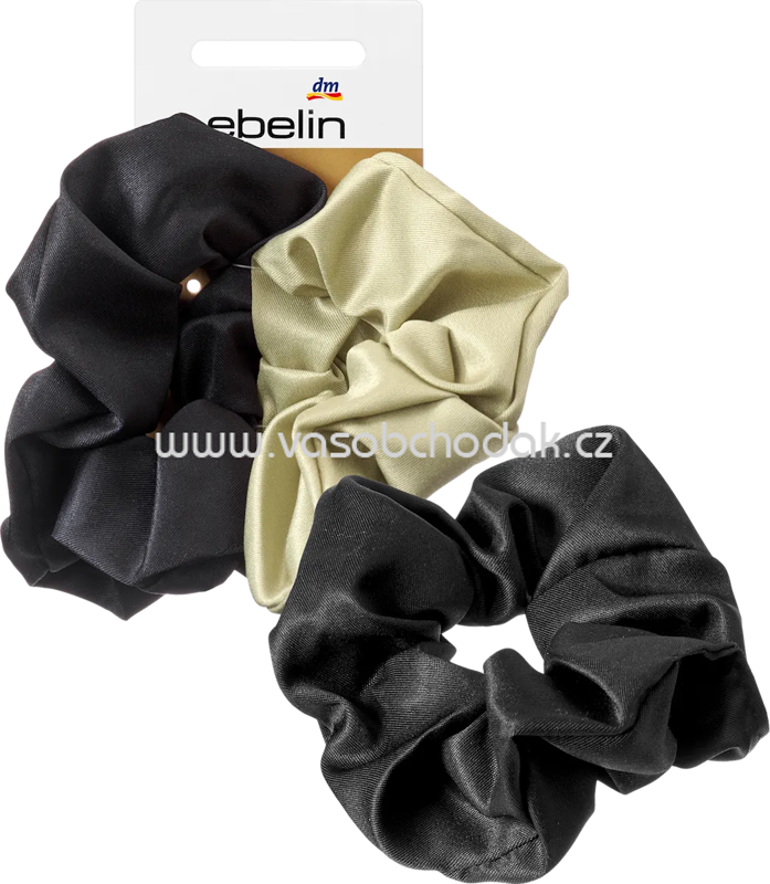ebelin Scrunchies Satin-Optik schwarz, grün, 2 St