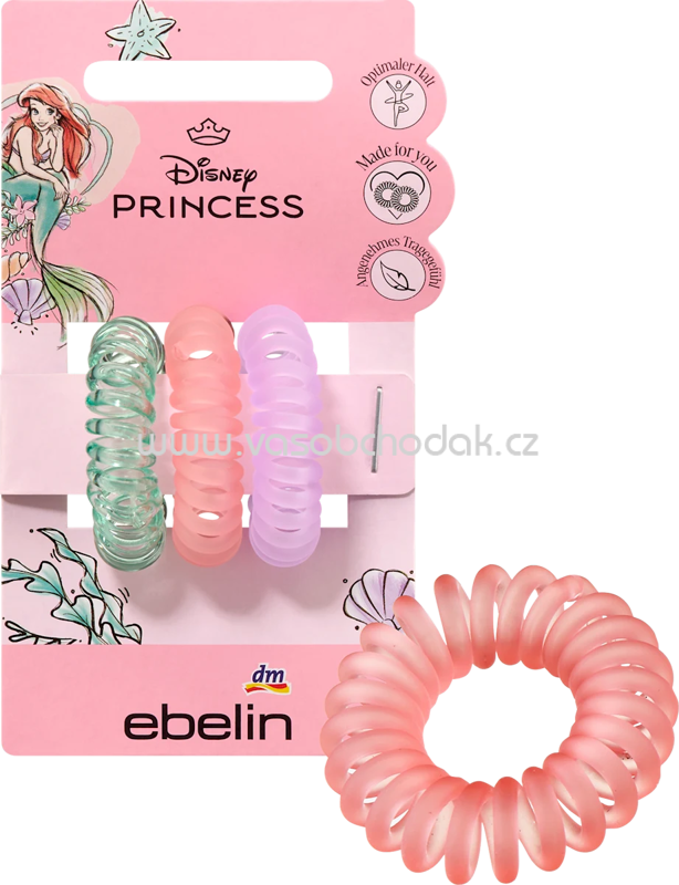 ebelin Spiralhaargummi-Set inspiriert von Disney's Arielle, 3 St ebelin Spiralhaargummi-Set inspiriert von Disney's Arielle, 3 St