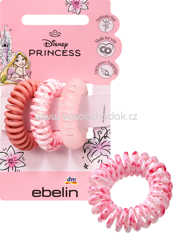 ebelin Spiralhaargummi-Set inspiriert von Disney's Rapunzel, 3 St ebelin Spiralhaargummi-Set inspiriert von Disney's Rapunzel, 3 St
