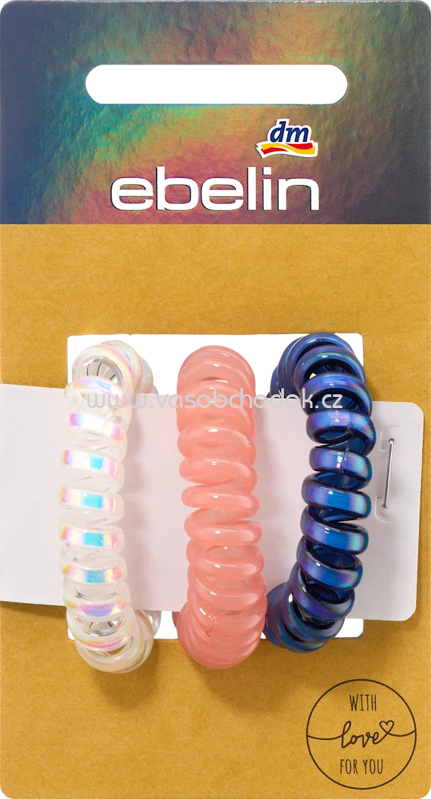 ebelin Spiralhaargummis holografisch, weiß/apricot/blau, 3 St ebelin Spiralhaargummis holografisch, weiß/apricot/blau, 3 St