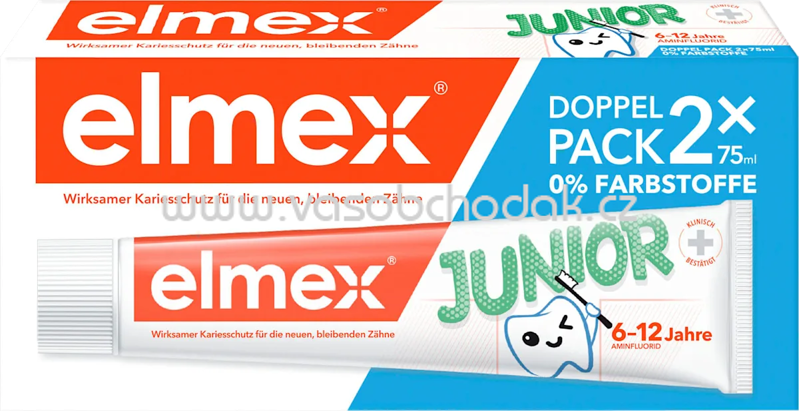 elmex Zahnpasta Kinder Junior 6-12 Jahren 2x75ml, 150 ml elmex Zahnpasta Kinder Junior 6-12 Jahren 2x75ml, 150 ml