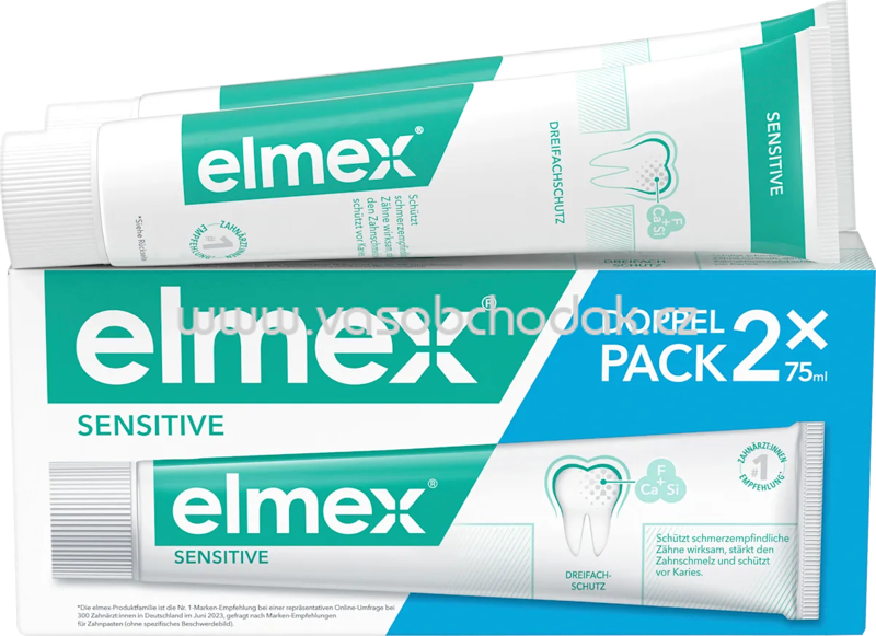 elmex Zahnpasta Sensitive Doppelpack (2 x 75 ml), 150 ml