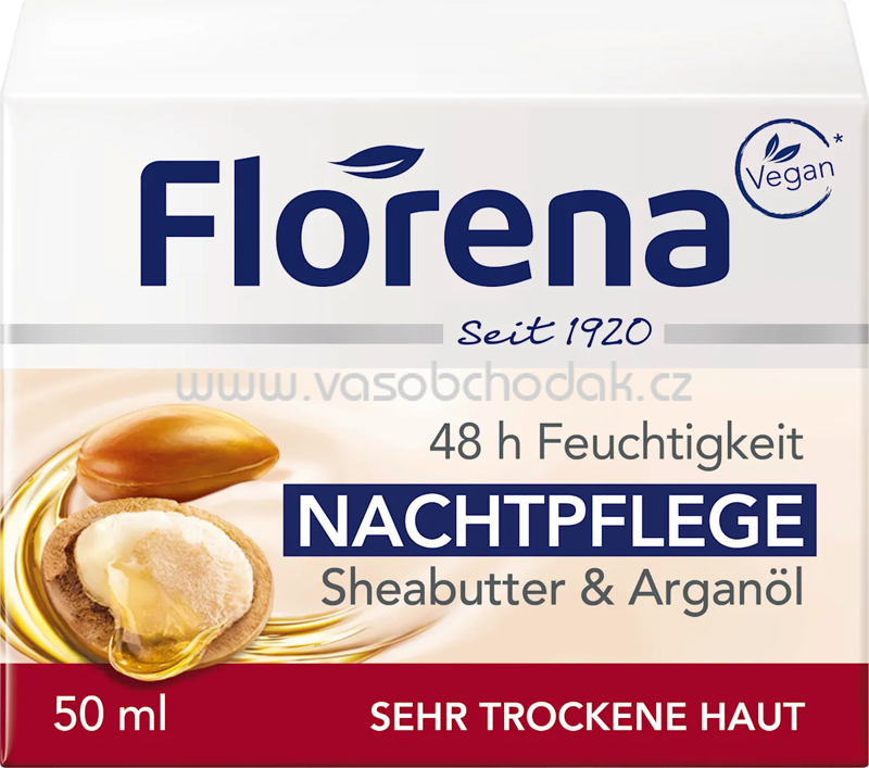 Florena Nachtcreme Sheabutter & Arganöl, 50 ml Florena Nachtcreme Sheabutter & Arganöl, 50 ml