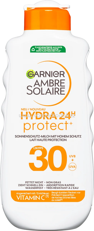 Garnier Ambre Solaire Sonnenmilch HYDRA 24h protect, LSF 30, 175 ml Garnier Ambre Solaire Sonnenmilch HYDRA 24h protect, LSF 30, 175 ml