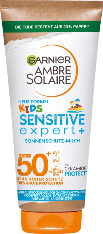 Garnier Ambre Solaire Sonnenmilch Kids sensitiv expert+, LSF 50+, 175 ml