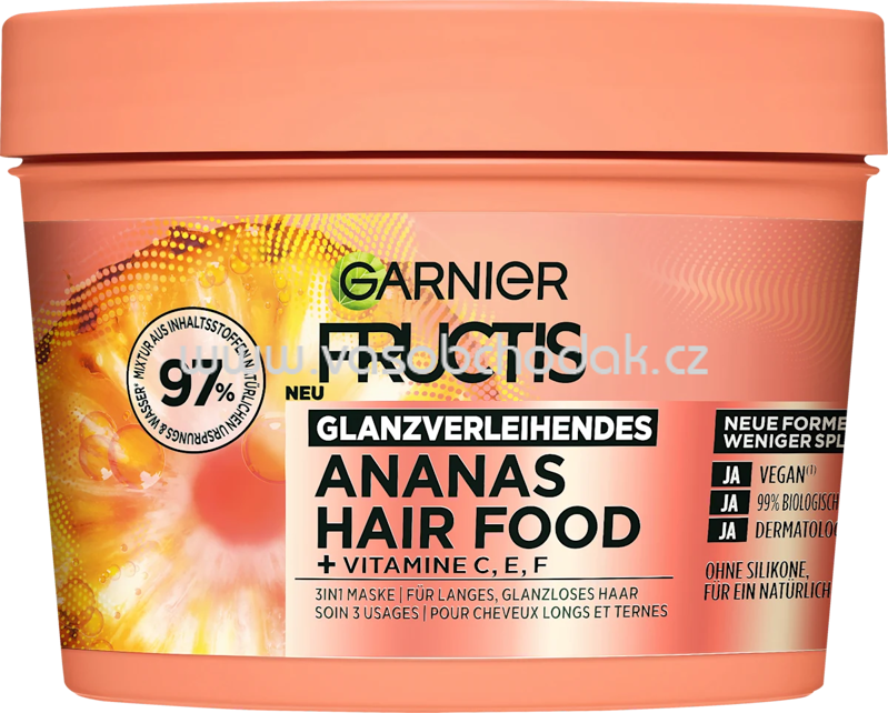 GARNIER FRUCTIS Haarkur Ananas Hair Food 3in1 Maske, 400 ml GARNIER FRUCTIS Haarkur Ananas Hair Food 3in1 Maske, 400 ml