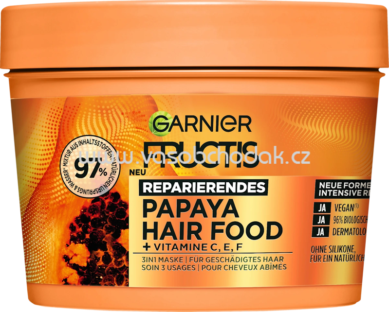 GARNIER FRUCTIS Haarkur Papaya Hair Food 3in1 Maske, 400 ml