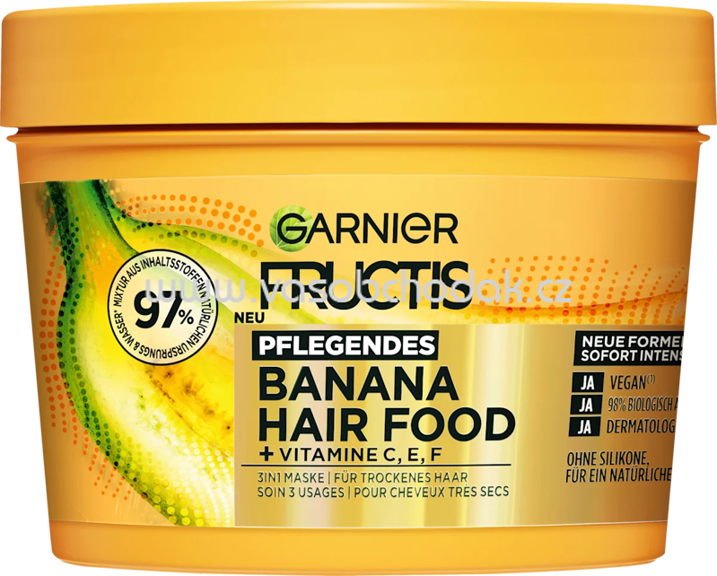 GARNIER FRUCTIS Haarmaske Banana Hair Food 3in1, trockenes Haar, 400 ml