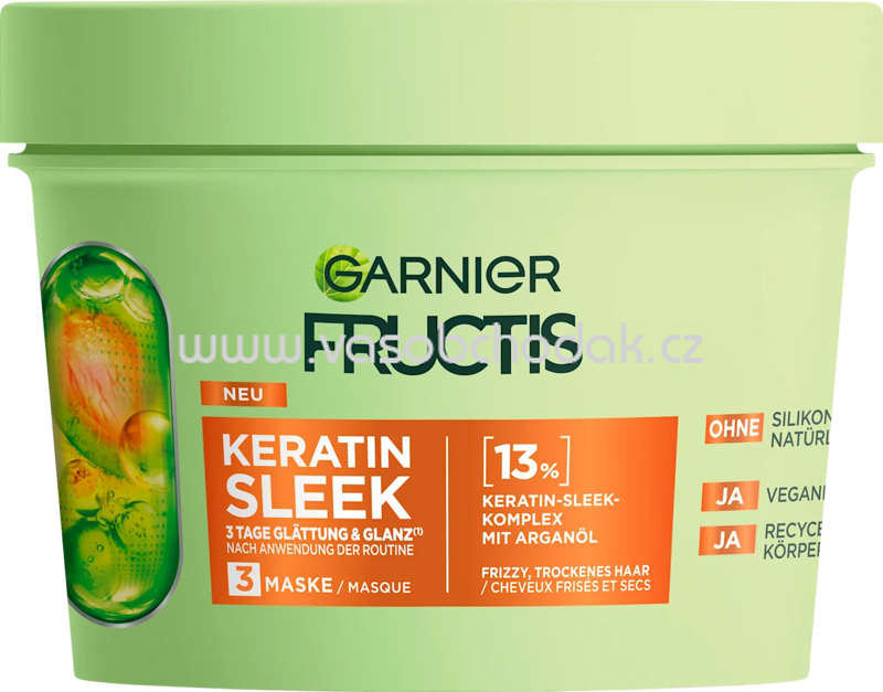 GARNIER FRUCTIS Haarmaske Keratin Sleek, Anti-Frizz Kur, 370 ml