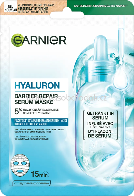 Garnier Skin Active Tuchmaske Serum Hyaluron Barrier Repair, 28 g Garnier Skin Active Tuchmaske Serum Hyaluron Barrier Repair, 28 g