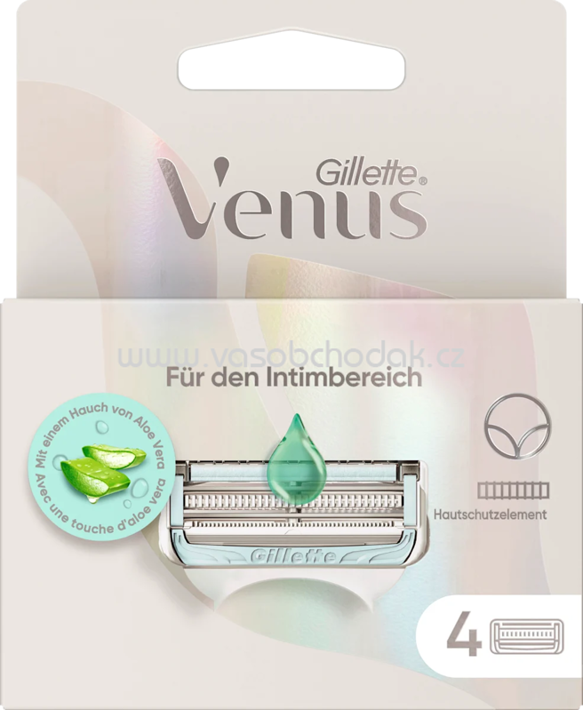 Gillette Venus Rasierklingen für den Intimbereich, Aloe Vera, 4 St