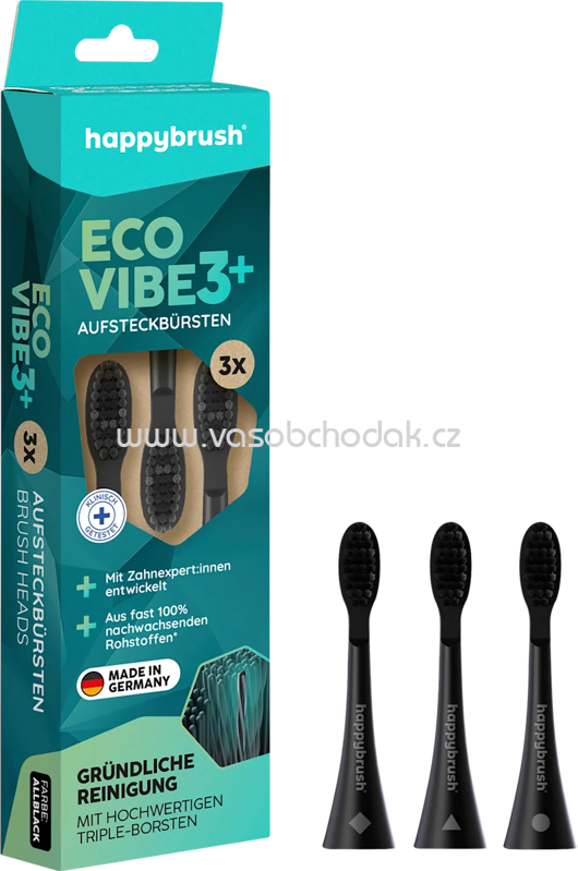 happybrush Aufsteckbürsten Eco Vibe 3+ schwarz, 3 St happybrush Aufsteckbürsten Eco Vibe 3+ schwarz, 3 St