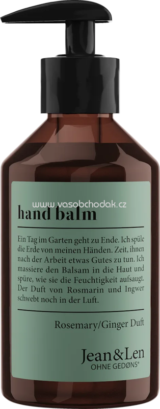 Jean&Len Hand Balm Rosemary & Ginger, 250 ml Jean&Len Hand Balm Rosemary & Ginger, 250 ml