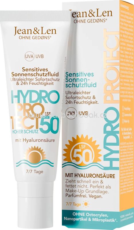 Jean&Len Sonnenfluid Gesicht sensitiv, hydro protect, LSF 50, 50 ml