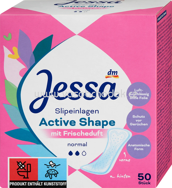 Jessa Slipeinlagen Active Shape mit Frischeduft, 50 St Jessa Slipeinlagen Active Shape mit Frischeduft, 50 St