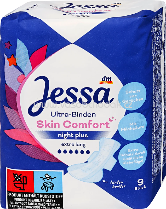 Jessa Ultra Binden Skin Comfort Night Plus, 9 St Jessa Ultra Binden Skin Comfort Night Plus, 9 St