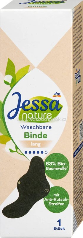 Jessa Waschbare Binde schwarz Lang nature, 1 St Jessa Waschbare Binde schwarz Lang nature, 1 St