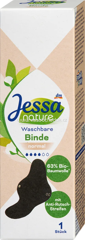 Jessa Waschbare Binde schwarz Normal nature, 1 St