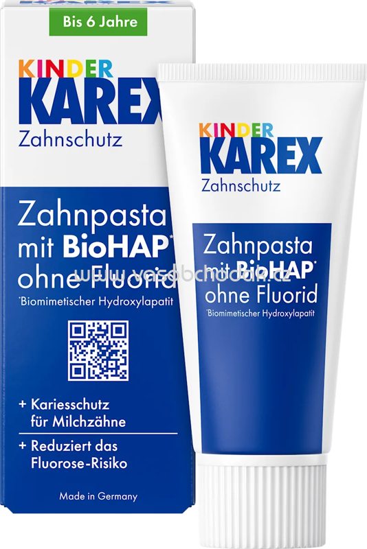 KAREX Zahnpasta Kinder, 0-6 Jahren fluoridfrei, 50 ml