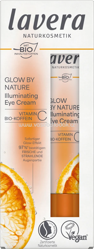 lavera NATURKOSMETIK Augencreme Glow by Nature Vitamin C Bio-Koffein, 15 ml