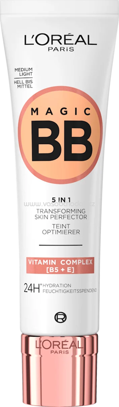L'ORÉAL PARiS BB Cream 5in1, 24h feuchtigkeitsspendend, Hell bis Mittel, LSF 11, 30 ml L'ORÉAL PARiS BB Cream 5in1, 24h feuchtigkeitsspendend, Hell bis Mittel, LSF 11, 30 ml