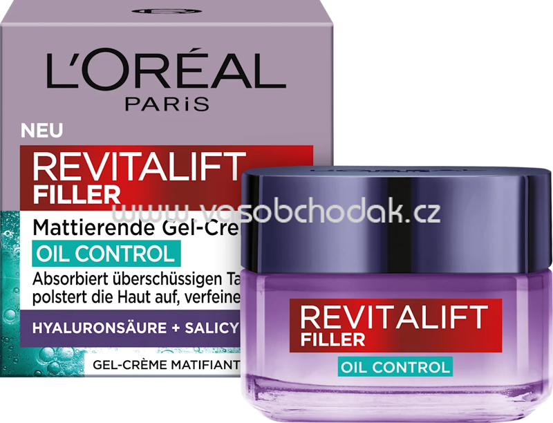 L'ORÉAL PARiS Gesichtsgel Revitalift Filler Oil Control mattierend, 50 ml