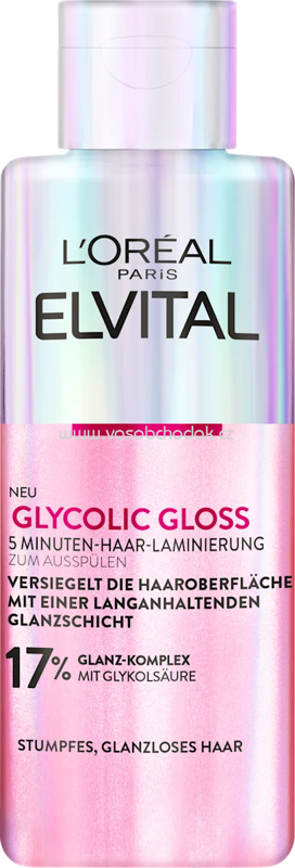 L'ORÉAL PARiS ELVITAL Haarkur Glycolic Gloss, 5 Minuten Haar-Laminierung, 200 ml