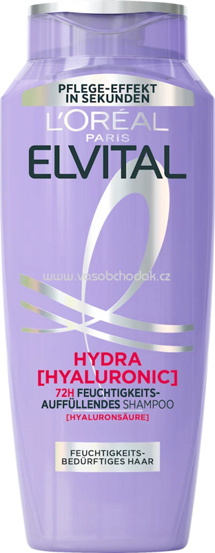 L'ORÉAL PARiS ELVITAL Shampoo Hydra Hyaluronic, feuchtigkeitsauffüllend, 400 ml