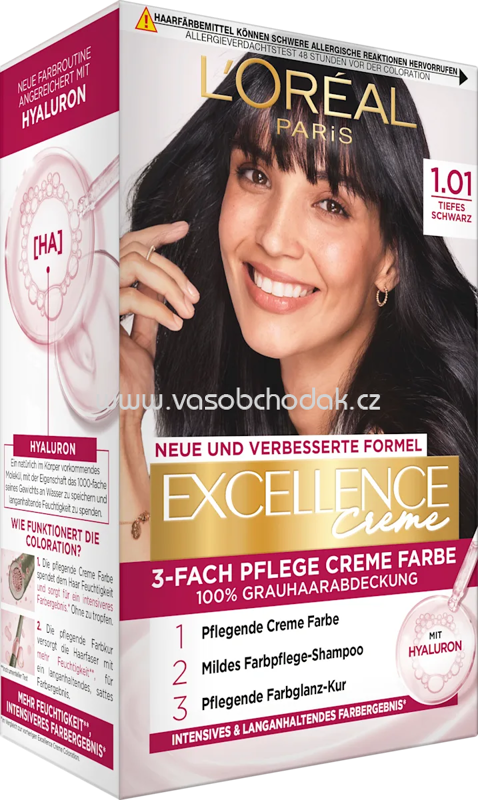 L'ORÉAL PARiS EXCELLENCE Creme Haarfarbe 1.01 Tiefes Schwarz, 1 St L'ORÉAL PARiS EXCELLENCE Creme Haarfarbe 1.01 Tiefes Schwarz, 1 St