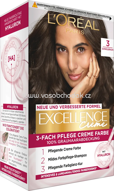 L'ORÉAL PARiS EXCELLENCE Creme Haarfarbe 3 Dunkelbraun, 1 St L'ORÉAL PARiS EXCELLENCE Creme Haarfarbe 3 Dunkelbraun, 1 St