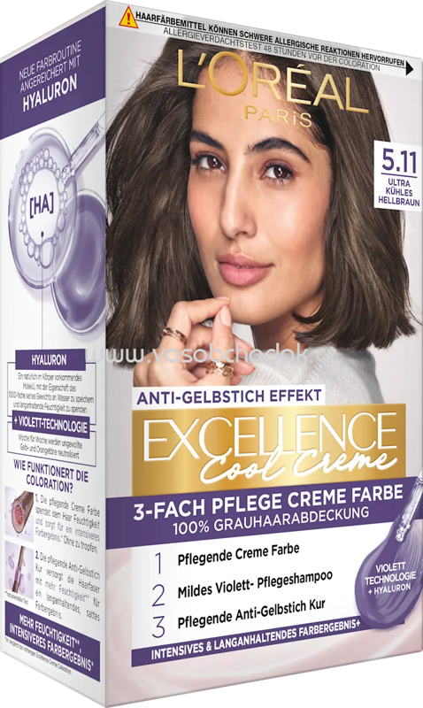 L'ORÉAL PARiS EXCELLENCE Creme Haarfarbe Cool Creme 5.11 Ultra Kühles Hellbraun, 1 St L'ORÉAL PARiS EXCELLENCE Creme Haarfarbe Cool Creme 5.11 Ultra Kühles Hellbraun, 1 St