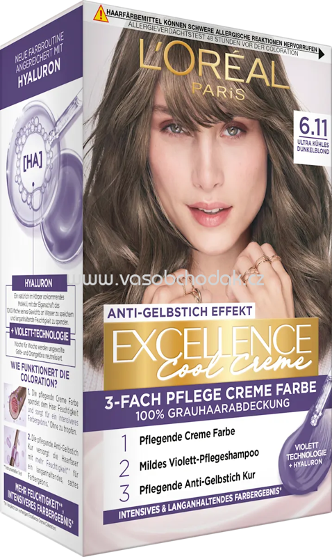 L'ORÉAL PARiS EXCELLENCE Creme Haarfarbe Cool Creme 6.11 Ultra Kühles Dunkelblond, 1 St L'ORÉAL PARiS EXCELLENCE Creme Haarfarbe Cool Creme 6.11 Ultra Kühles Dunkelblond, 1 St