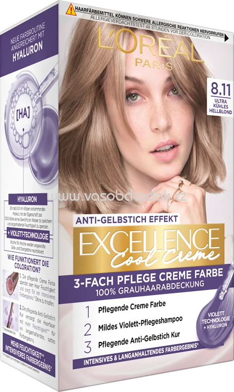 L'ORÉAL PARiS EXCELLENCE Creme Haarfarbe Cool Creme 8.11 Hellblond, 1 St L'ORÉAL PARiS EXCELLENCE Creme Haarfarbe Cool Creme 8.11 Hellblond, 1 St