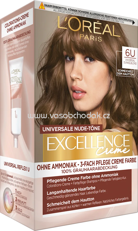 L'ORÉAL PARiS EXCELLENCE Creme Haarfarbe Nude 6U Universal Dunkelblond, 1 St