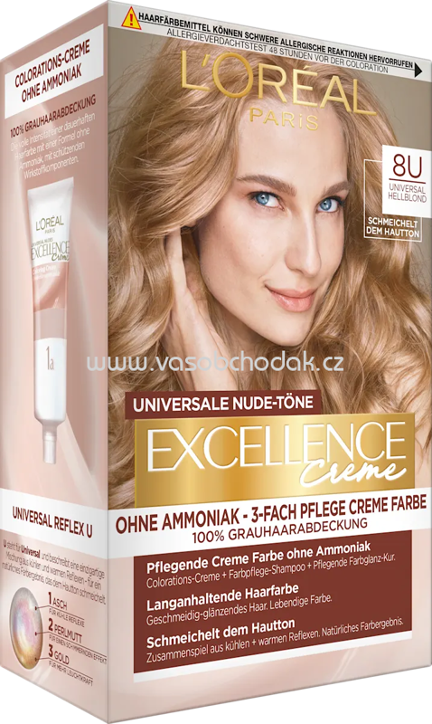 L'ORÉAL PARiS EXCELLENCE Creme Haarfarbe Nude 8U Hellblond, 1 St L'ORÉAL PARiS EXCELLENCE Creme Haarfarbe Nude 8U Hellblond, 1 St