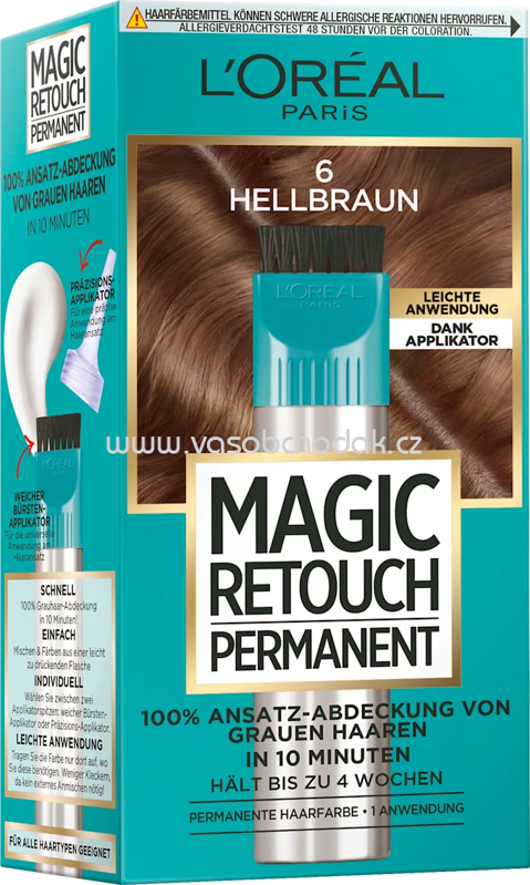 L'ORÉAL PARiS MAGIC RETOUCH Ansatzset zur Abdeckung von grauem Haar, 6 Hellbraun, 1 St L'ORÉAL PARiS MAGIC RETOUCH Ansatzset zur Abdeckung von grauem Haar, 6 Hellbraun, 1 St